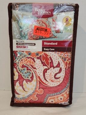 Better Homes And Gardens Standard Shams in Coral and Cream
